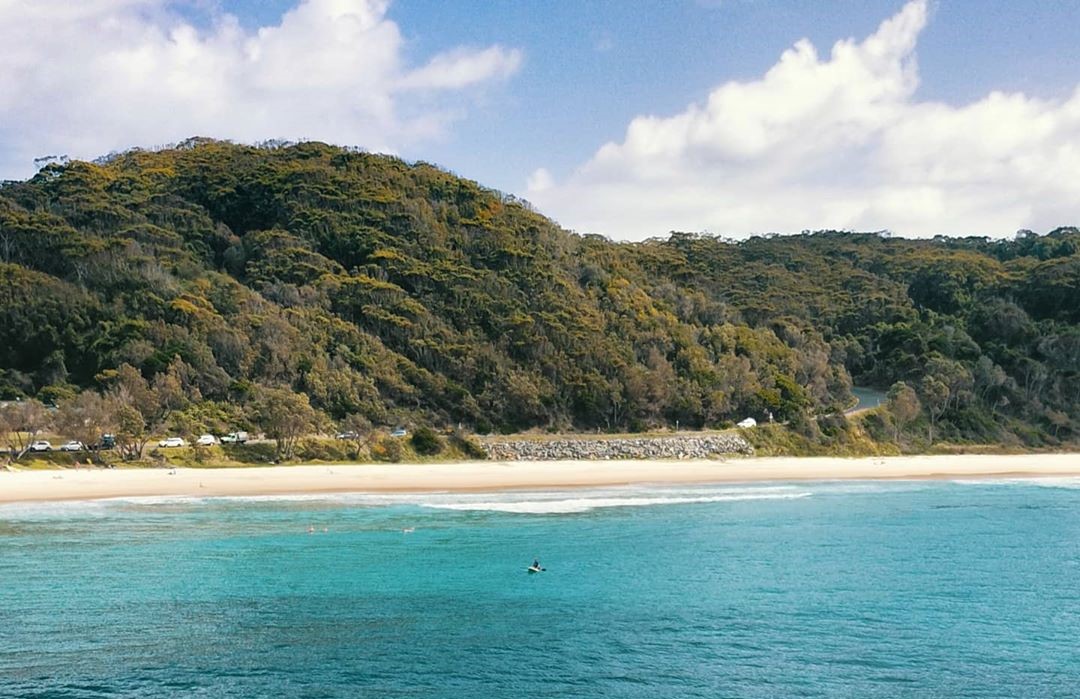 Looking back at Seal Rocks from the sea.